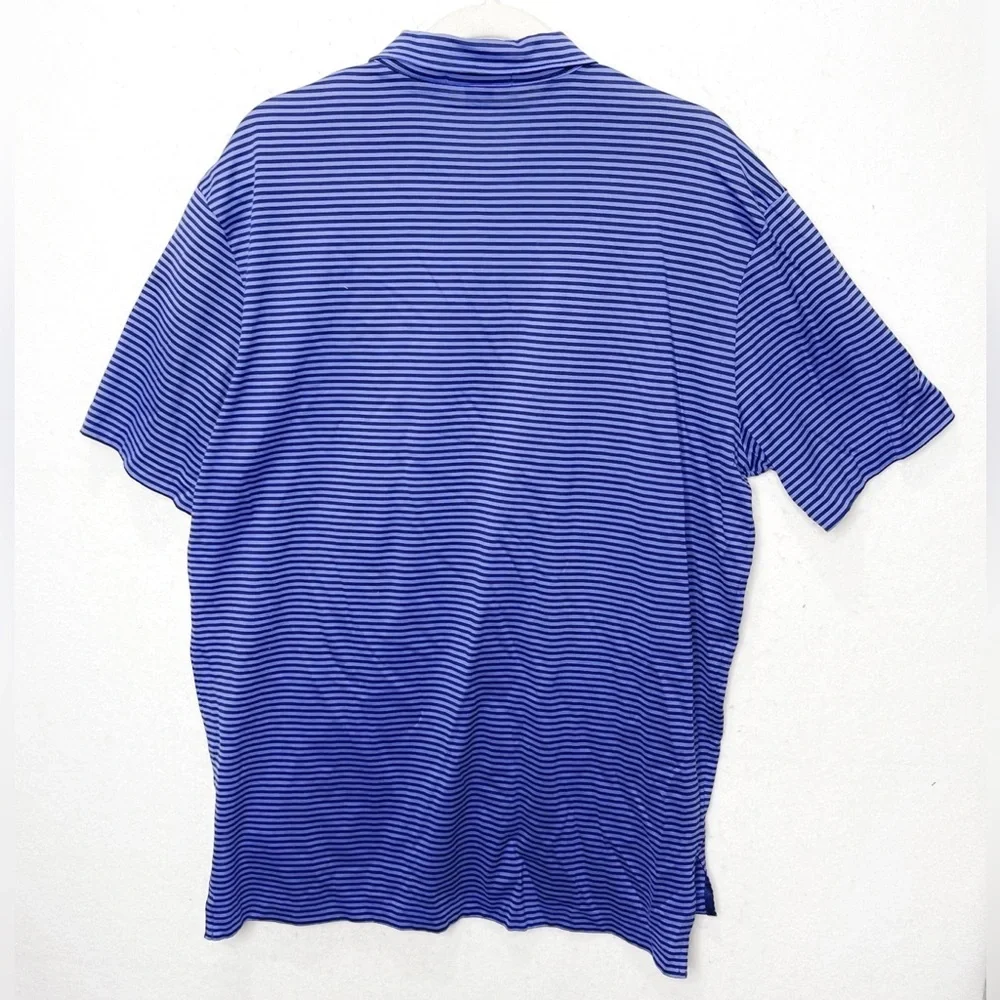 Polo Ralph Lauren 100% Pima Cotton Striped Polo Vintage Size Large Preppy Blue.